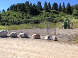 Hay bales on a dirt road